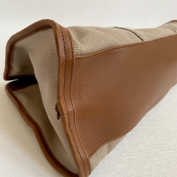 Bottega Veneta Caramel Leather & Taupe Canvas Hand to Crossbody Strap Bag w/ COA - Picture 8 of 16